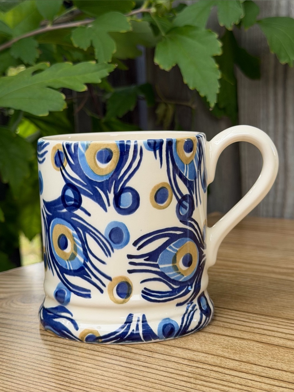 Emma Bridgewater Blue Peacock Feather Mug England